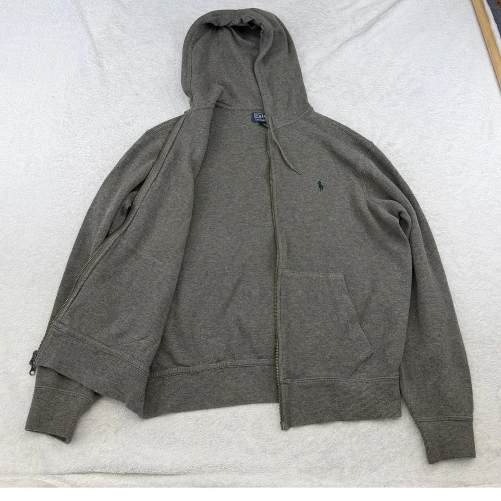 Polo Ralph Lauren Full Zip Hoodie Mens M Brown Classic Pony Logo Sweatshirt